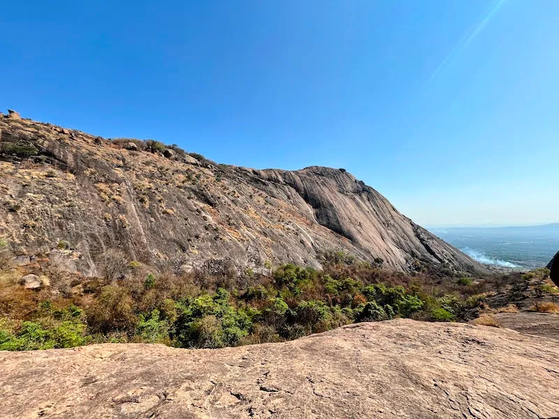 Captivating view from the top of a beautiful hike in Ramanagara, about 60 km from Bangalore -- Handi Gundi.