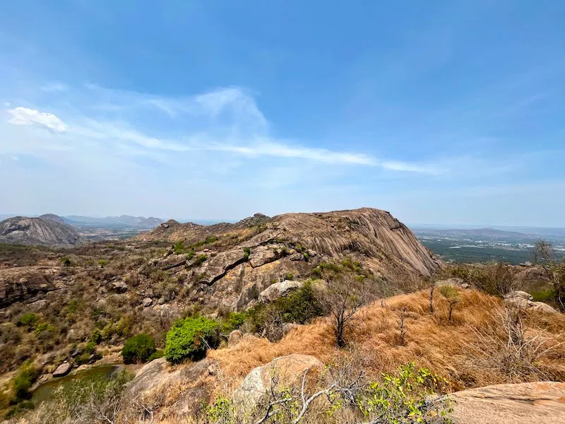 Captivating view from the top of a beautiful hike in Ramanagara, about 60 km from Bangalore -- Handi Gundi.