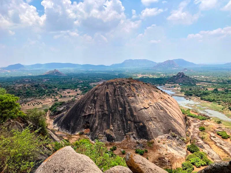 Captivating view from the top of a beautiful hike in Ramanagara, about 60 km from Bangalore -- Handi Gundi.