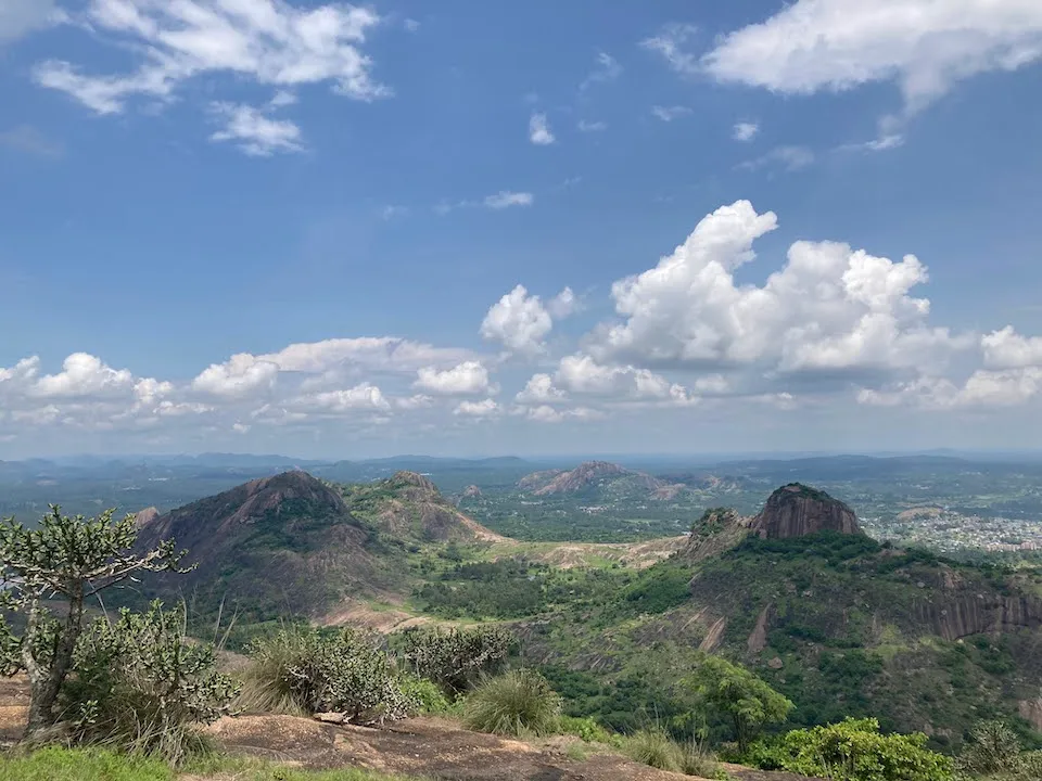 Captivating view from the top of a beautiful hike in Ramanagara, about 60 km from Bangalore -- Handi Gundi.