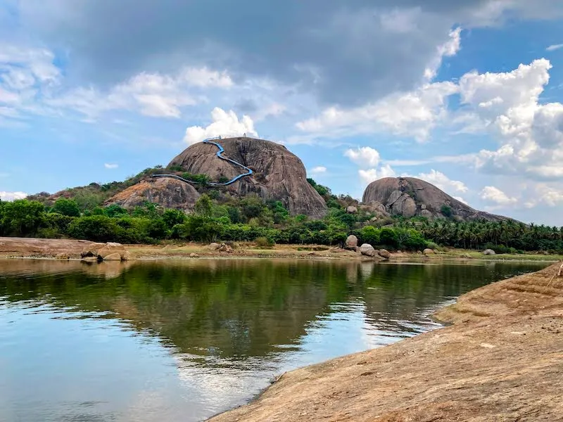 Captivating view from the top of a beautiful hike in Ramanagara, about 60 km from Bangalore -- Handi Gundi.