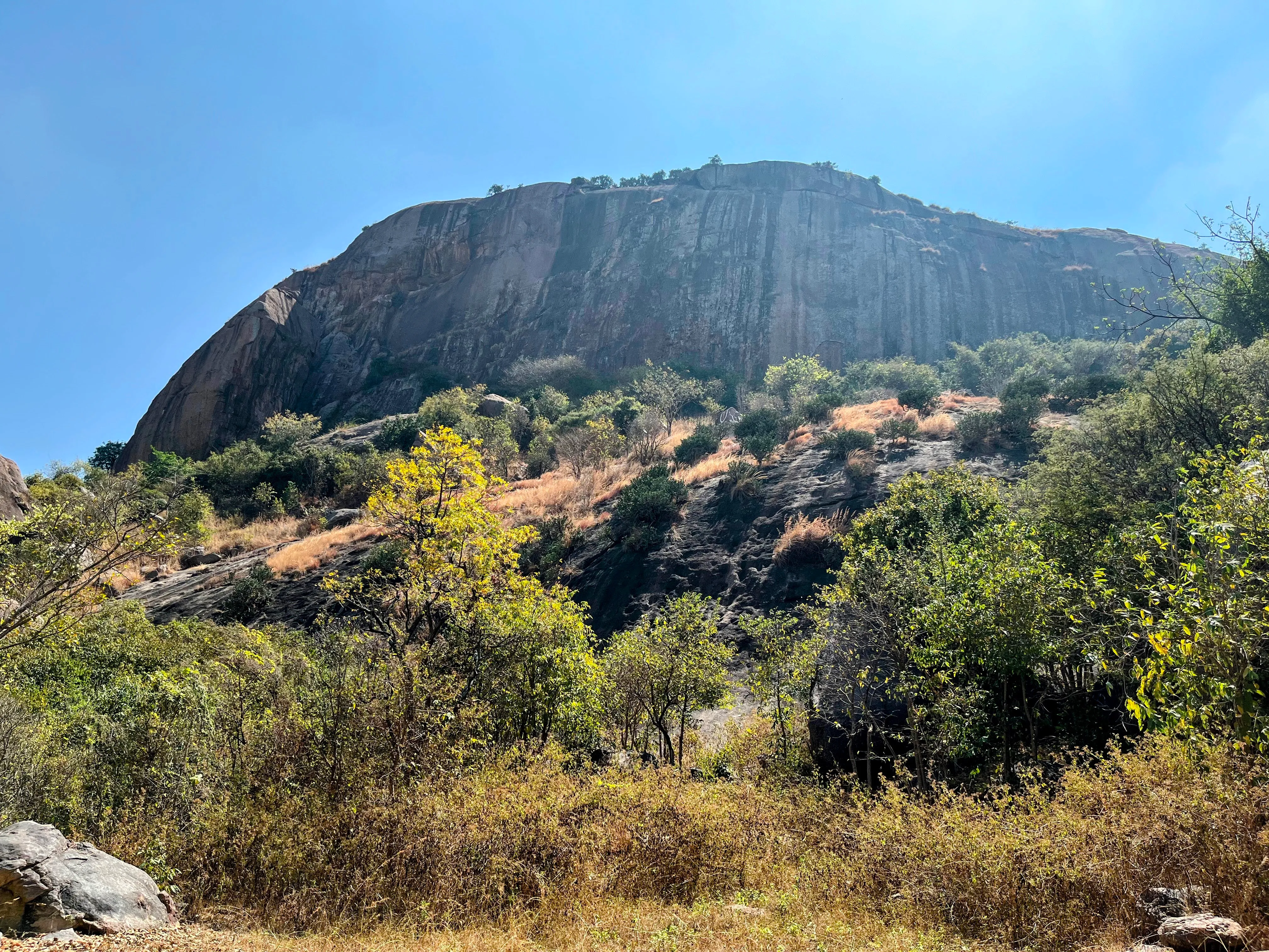 Captivating view from the top of a beautiful hike in Ramanagara, about 60 km from Bangalore -- Handi Gundi.